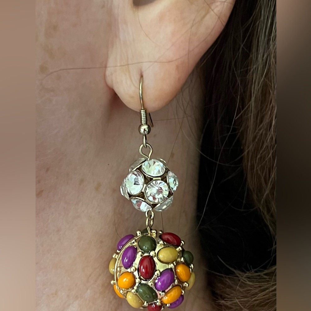 Multi Color Double Drop Fishhook Earring